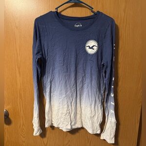 Hollister Blue and White Long Sleeve Shirt